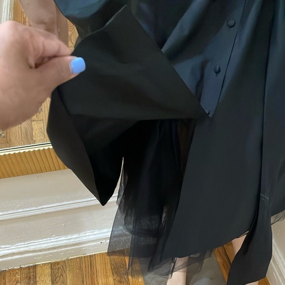 BCBGMaxAzria Black A-Line Peplum Dress with Puff Sleeves - Picture 16 of 16